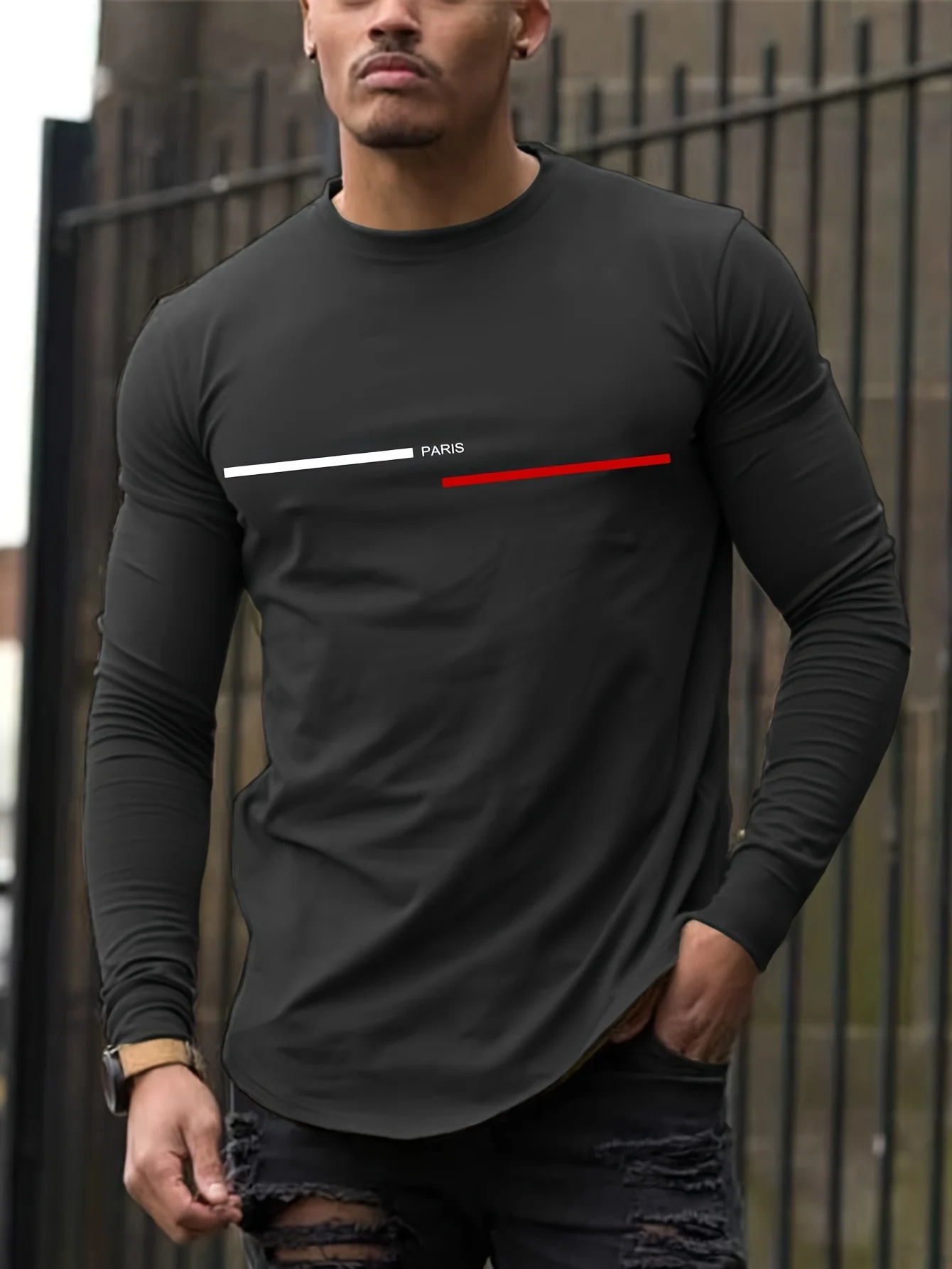 te shirt homme manche longue paris – Image 13